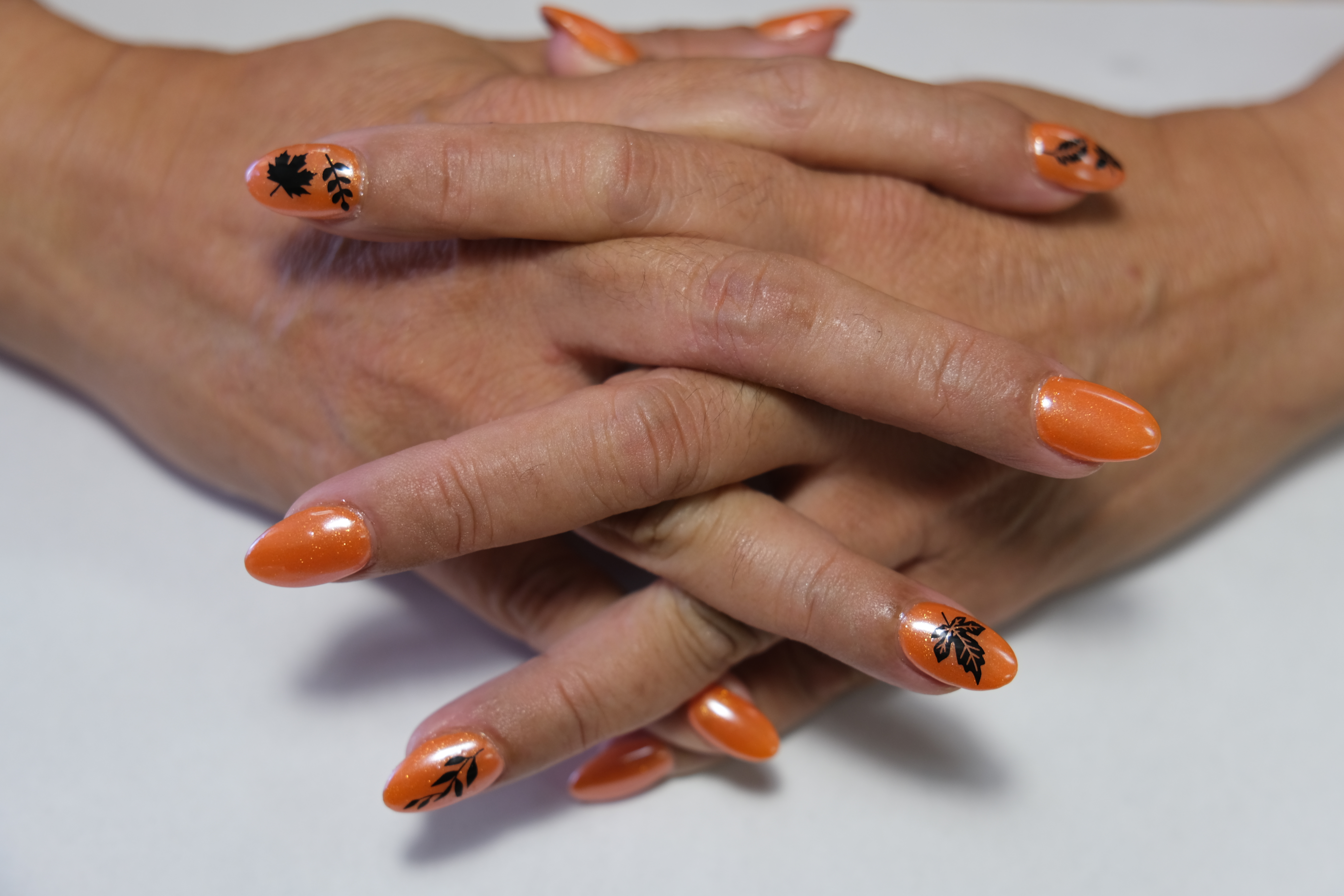 Orange Paint nails